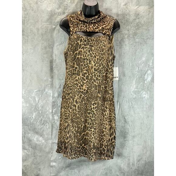 Bar III Dresses & Skirts - BAR III Women's Cheetah Printed Sleeveless Mock-Neck Cutout Bodycon Dress SZ XL